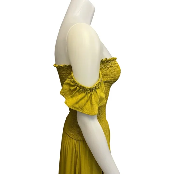 Young Fabulous & Broke Freida Off-the-shoulder Maxi Dress, M, Chartreuse Yellow - Picture 14 of 16